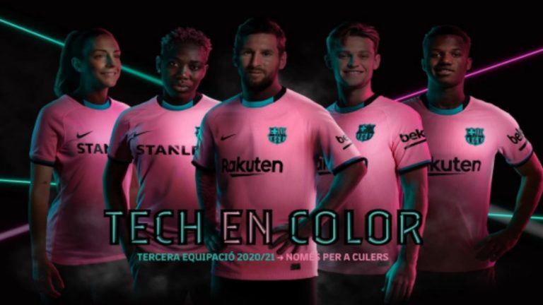 El amanecer de Barcelona inspira la tercera camiseta, en rosa y verde, del Barça