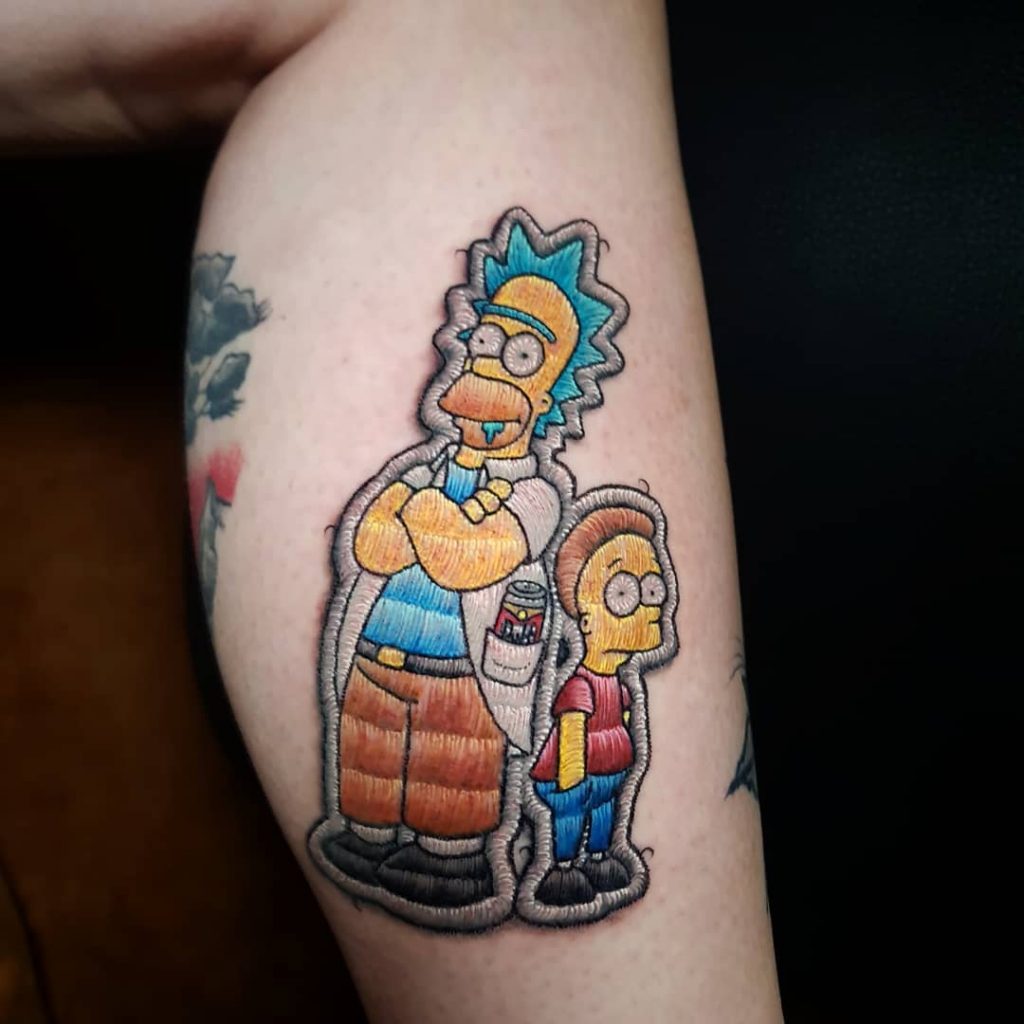 Los Simpsons en la técnica embroidery