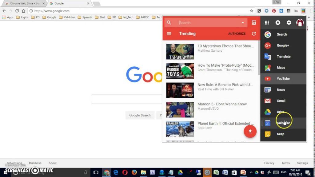 black menu para google chrome