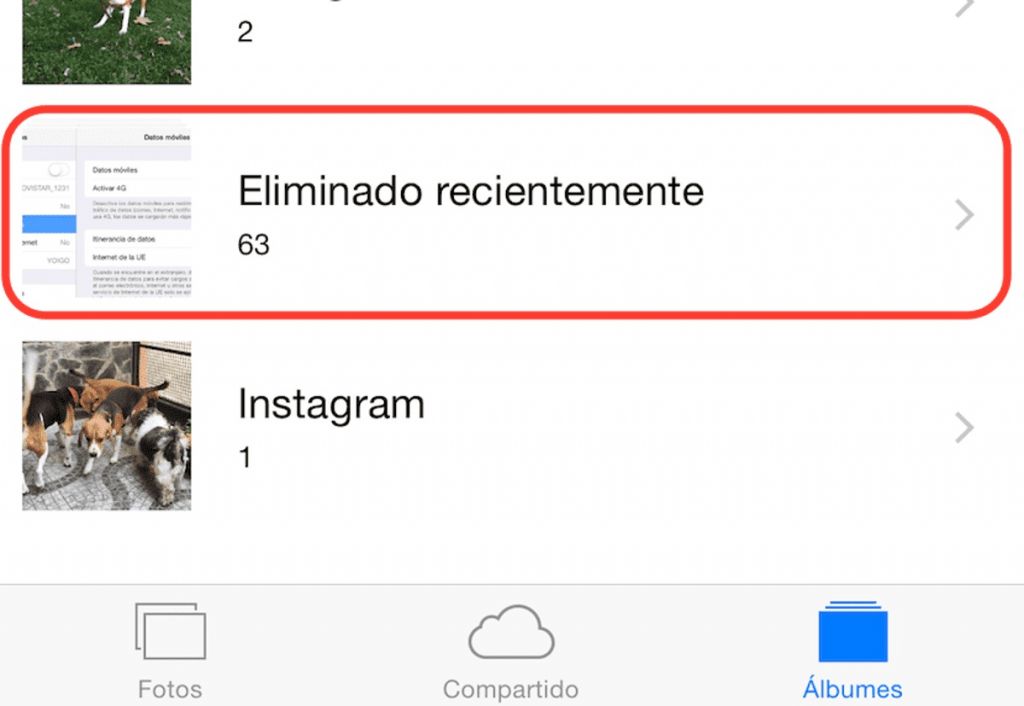 carpeta eliminado recientemente