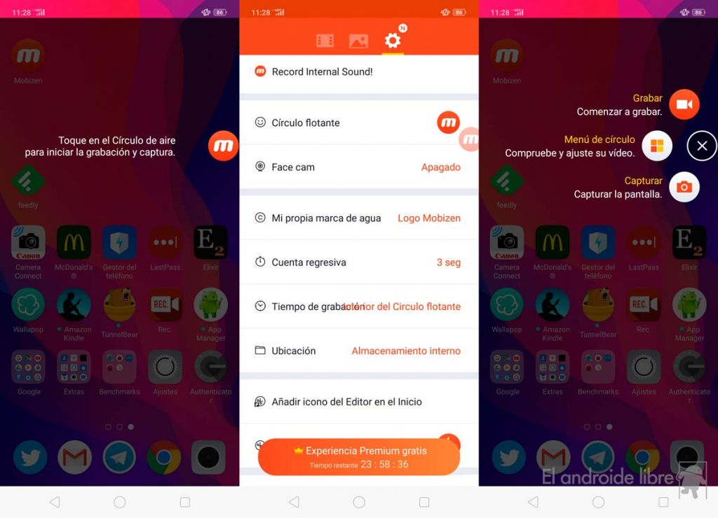 grabar pantalla mobizen