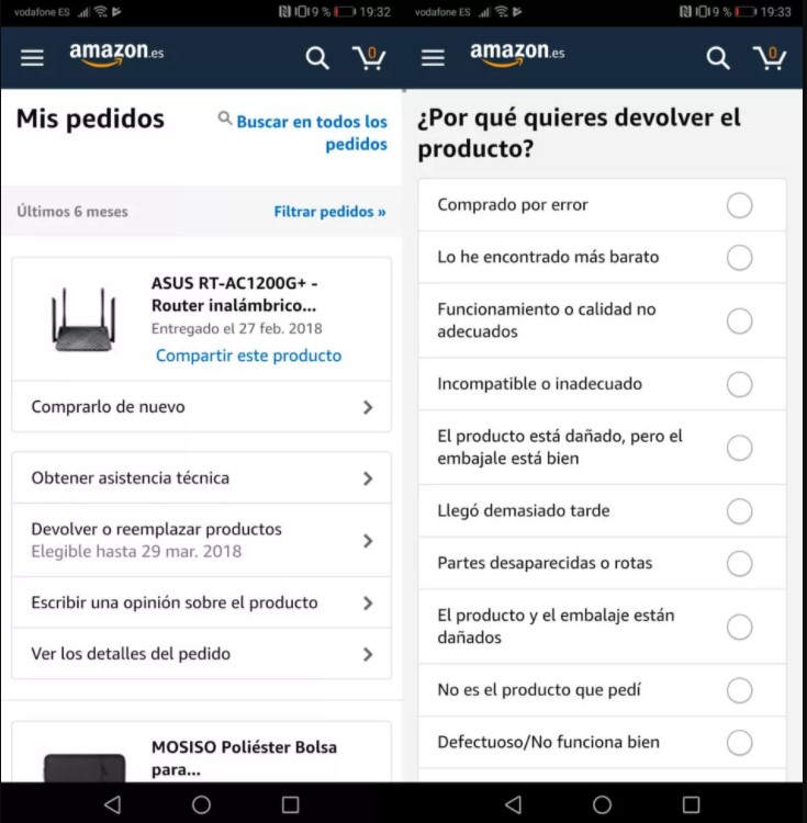 Cómo sacar una factura de Amazon 5 Gestiona tus pedidos desde la app de Amazon