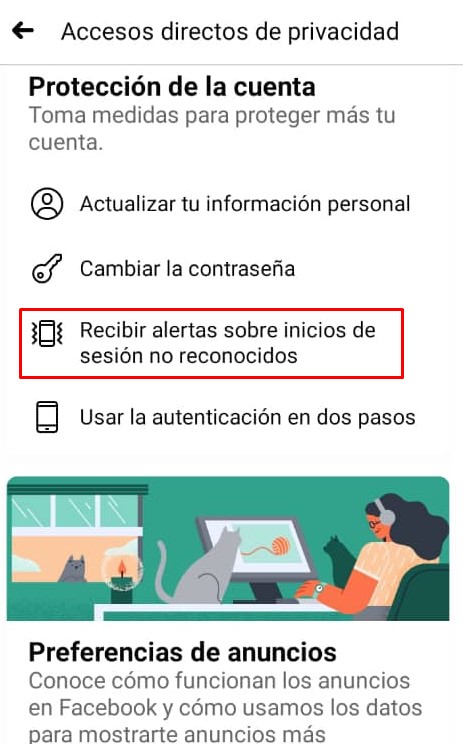 Comprueba tu inicio de sesión en Facebook