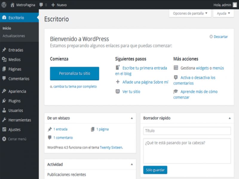 pasos para la crecion de la pagina