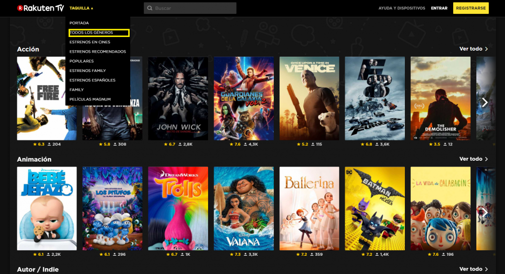 Taquilla de este servicio 