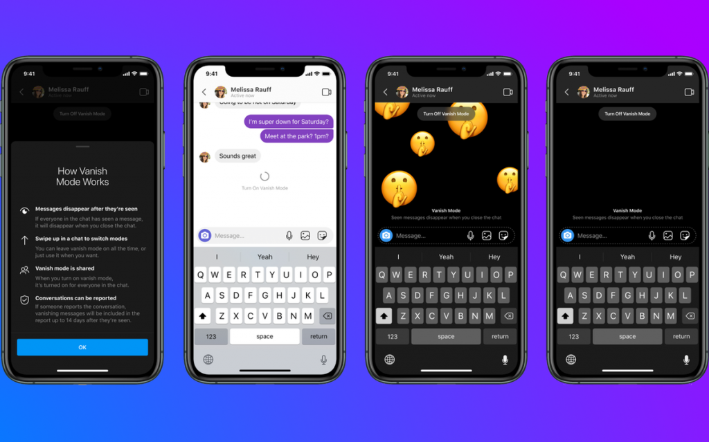 Vanish mode en Instagram y Facebook