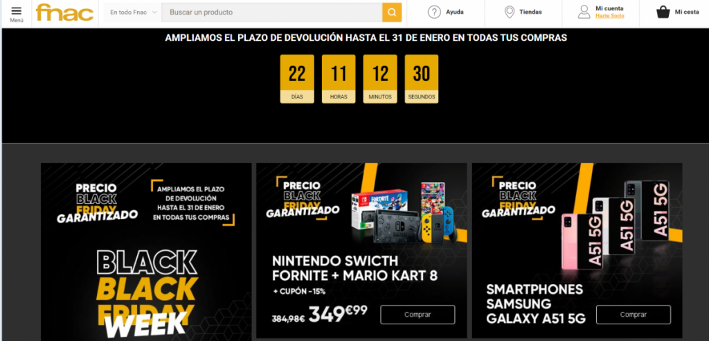 La Fnac ha convertido el 'black friday' en la 'black week'.