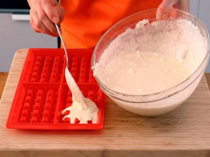 preparacion de los gofres de chocolate