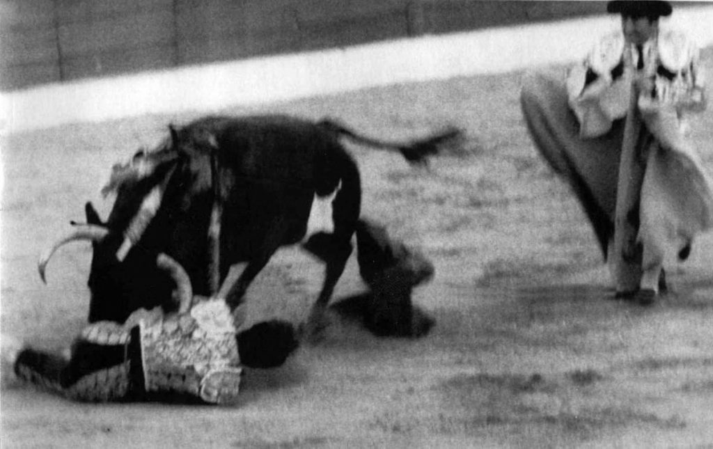 Imagen del momento en el que cogen a Paquirri en la Plaza de Toros de Pozoblanco.