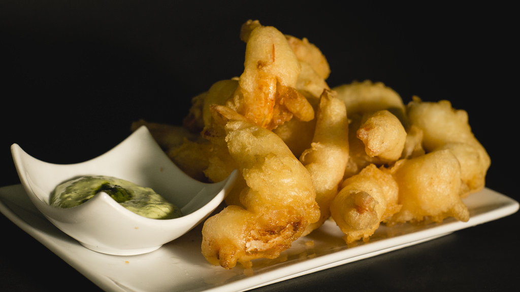 Gambas con gabardina