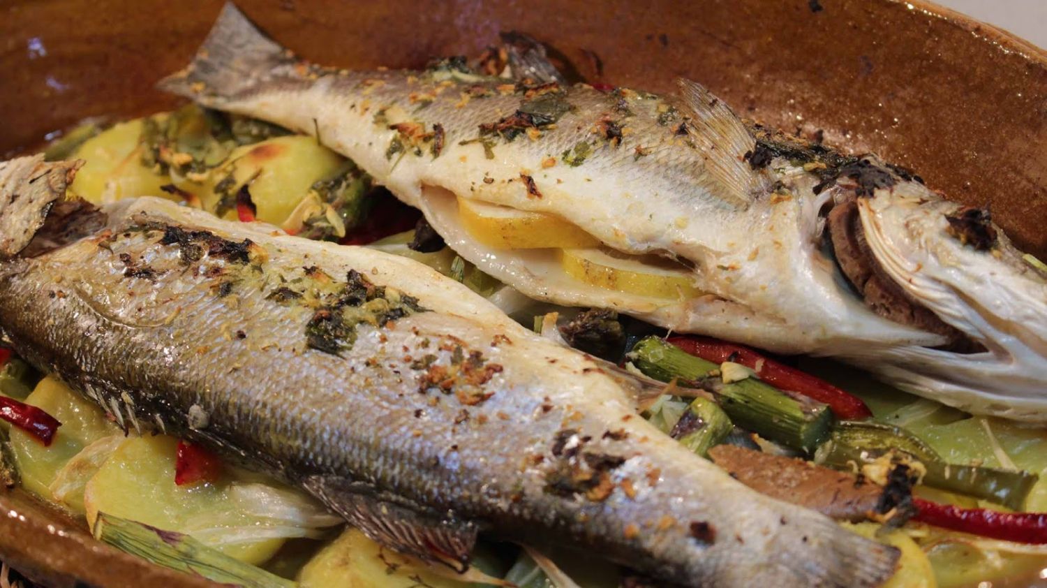 lubina con pimiento verde 