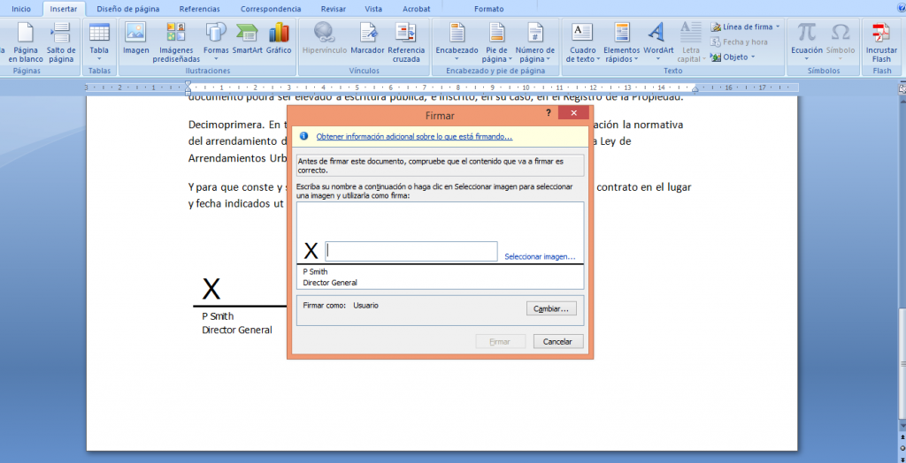 La firma digital de un documento