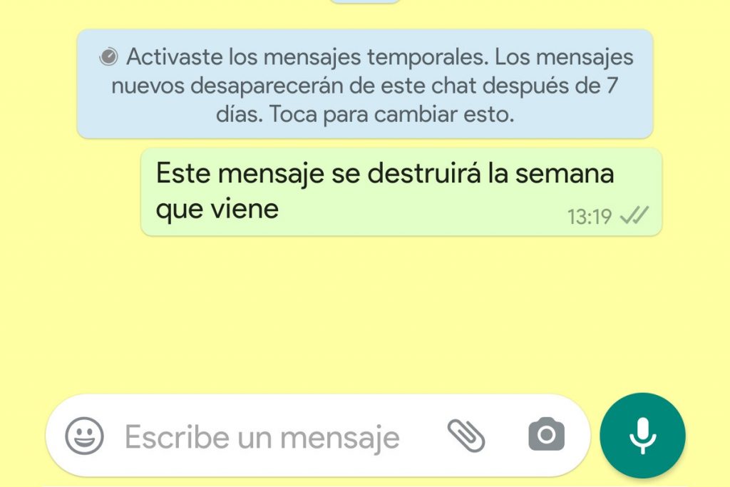 Mensajes que desaparecen (WhatsApp versión Beta)