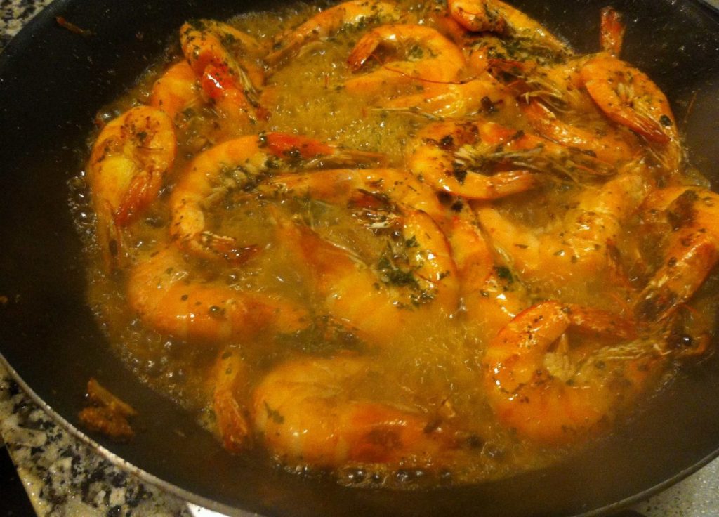 Preparación de los langostinos