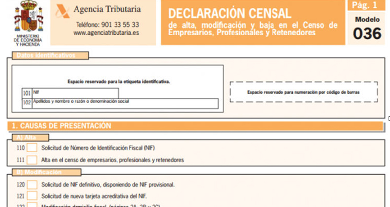 ¿Para que sirve llenar el modelo 036?
