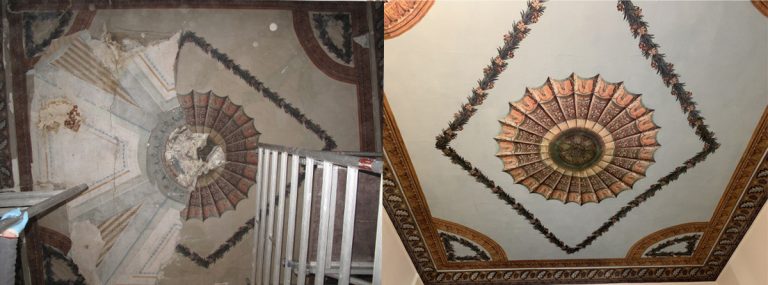 Recuperados los papeles pintados del palacio de Quintanar de Segovia, del siglo XIX