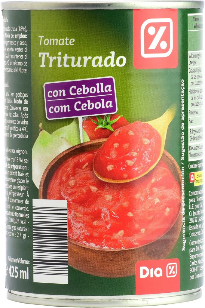 Tomate triturado con cebolla de Día