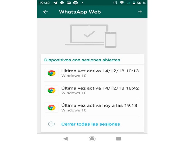 WhatsApp web sesiones