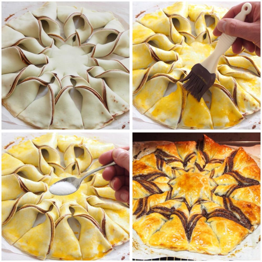 Preparación del hojaldre relleno de chocolate