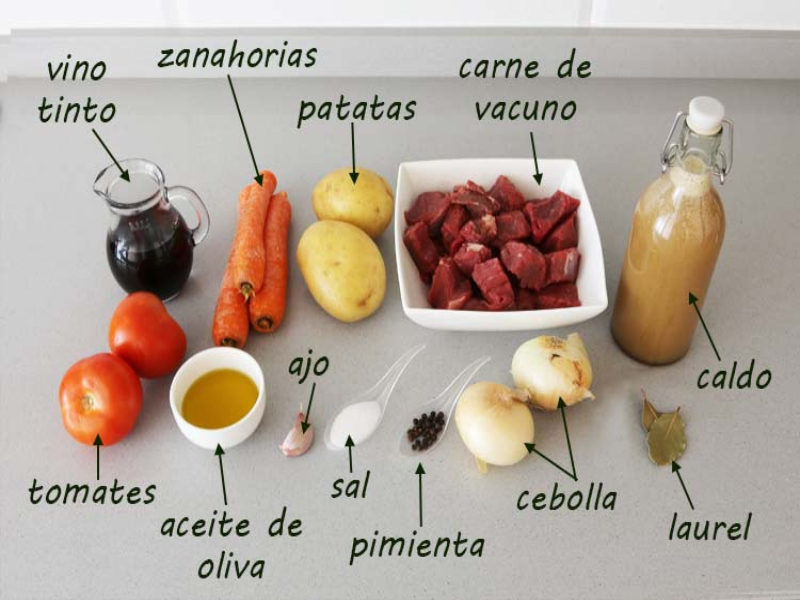 ingrediente que se utilizan para preparar unas agujas de ternera 