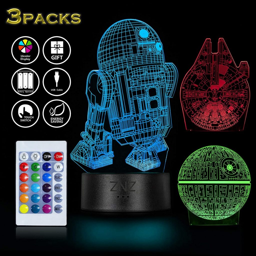 lampara de noche 3d led star wars