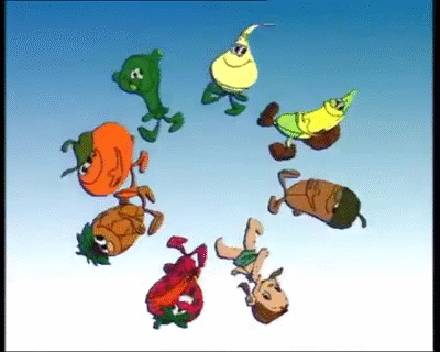 La inolvidable pandilla de 'Los Fruittis', con todos los personajes inolvidables de la serie. 