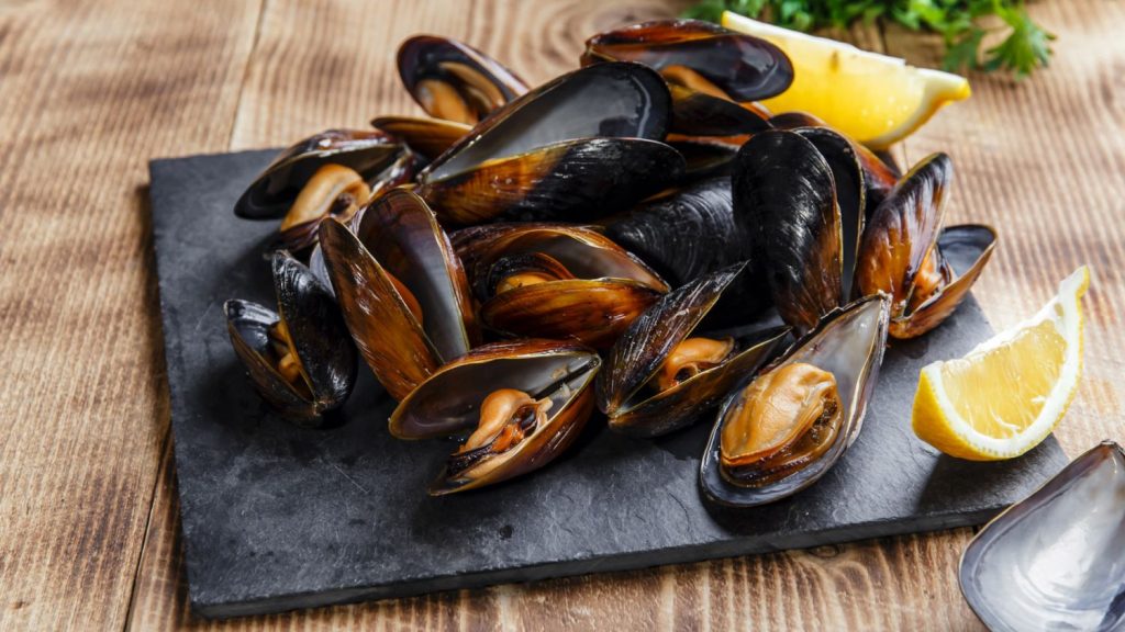 Presentación final de los mejillones al vapor