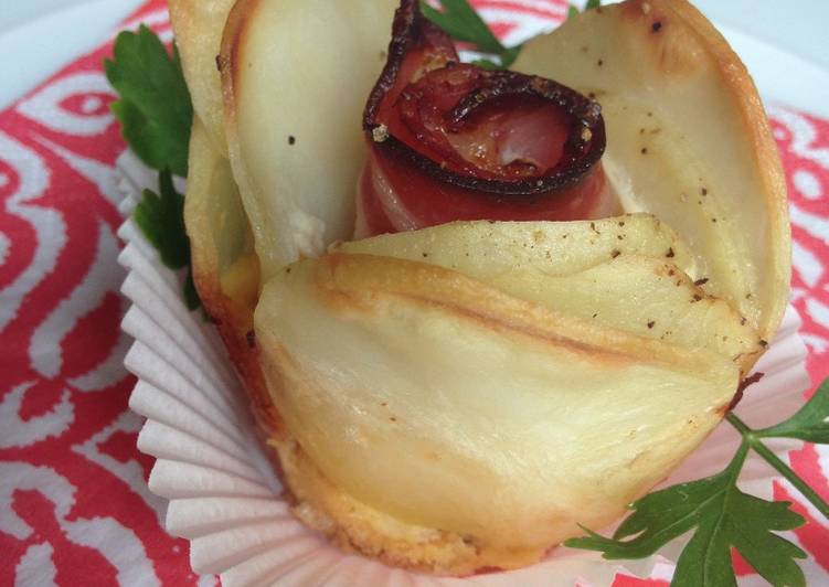 Preparación de las patatas en forma de rosa