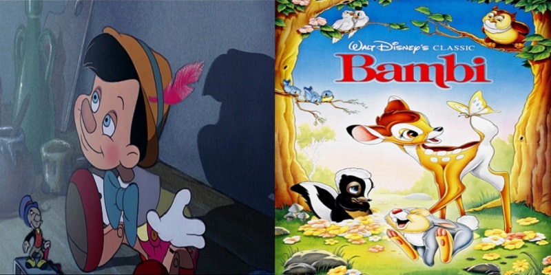 películas de animación pinocho bambi
