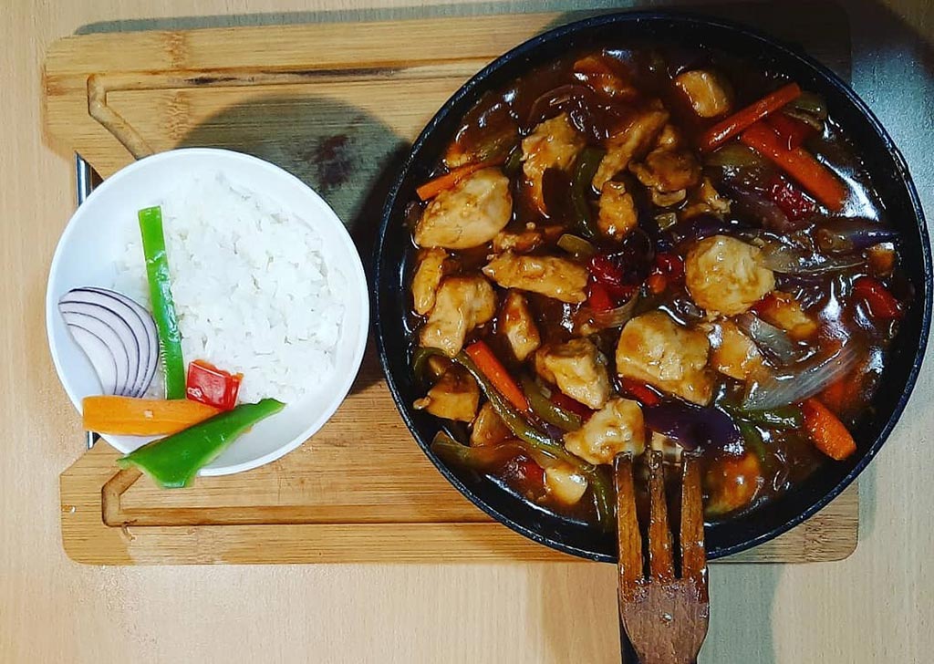 Procedimiento del pollo agridulce