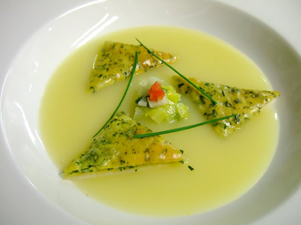 Procedimiento para la sopa de puerros con jengibre