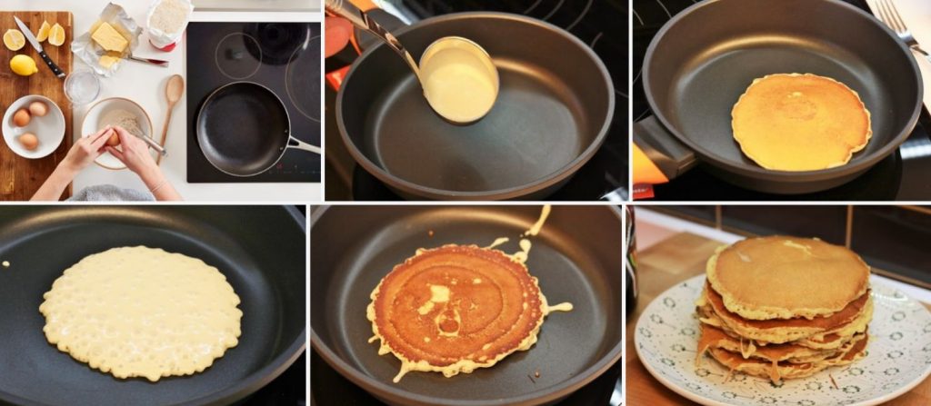 Preparación en la crepera o sartén para las tortitas