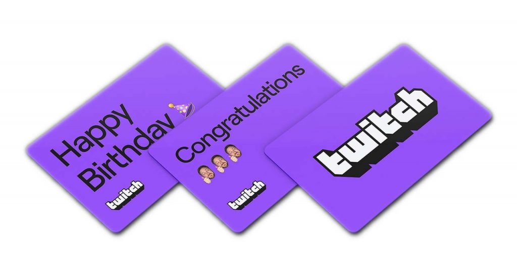 Tarjetas virtuales de regalo de Twitch.