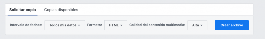 Opción "crear archivo" en Facebook