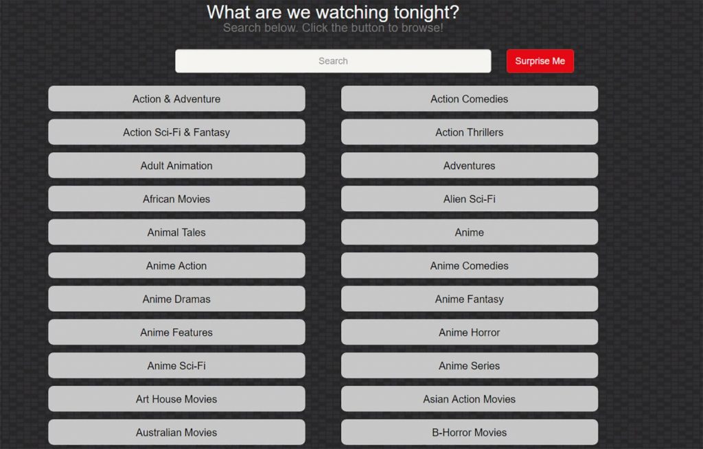 Categorías códigos de Netflix