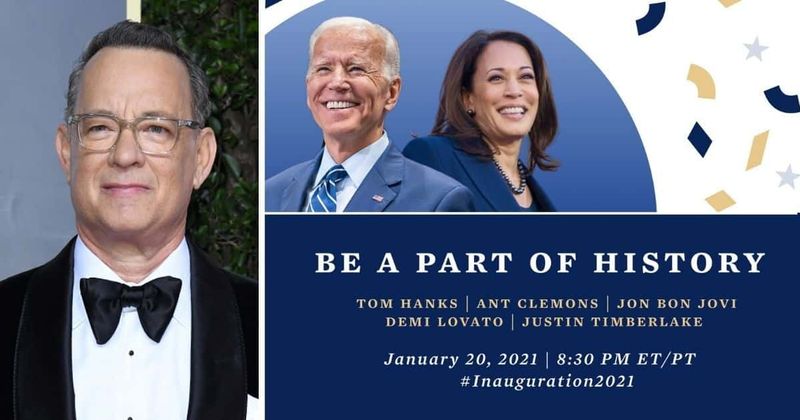  Tom Hanks Demi Lovato, Justin Timberlake, Jon Bon Jovi y Ant Clemons investidura Joe Biden presidente  EE.UU. Lady Gaga Jennifer López Joe Biden