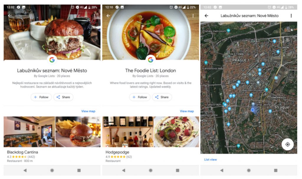 Restaurantes en Google Maps