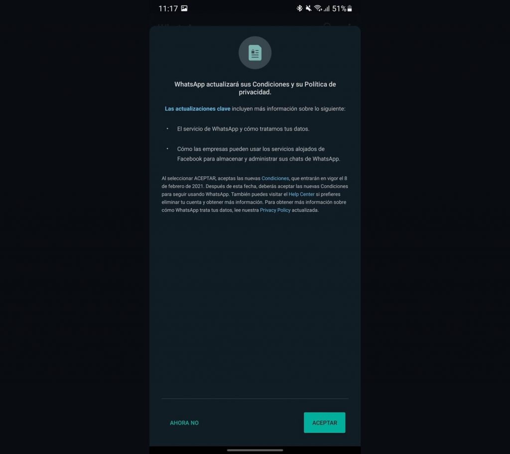 Actualización de la política de Whatsapp.