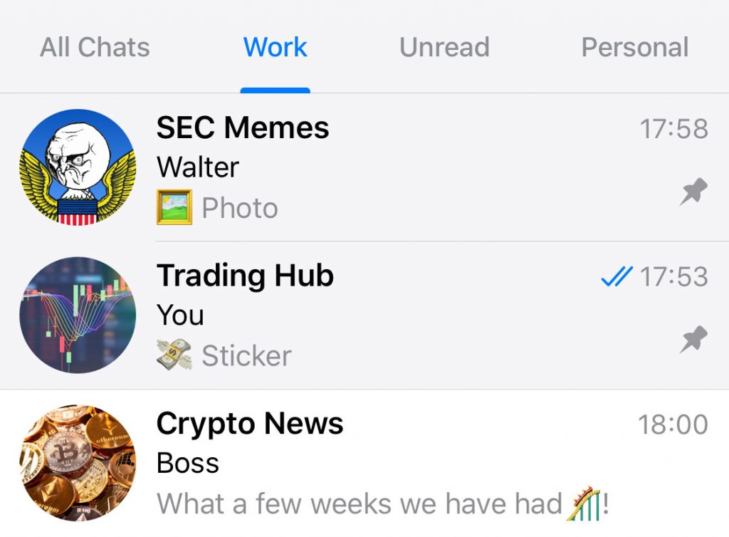 Los chats, aparte de guardarse en carpetas, pueden fijarse sin límites.