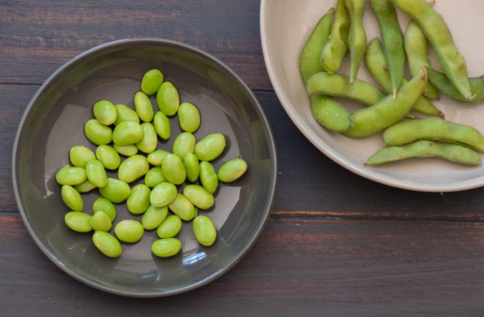 Edamame en la cocina 