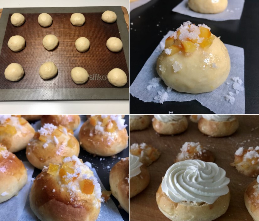 Preparación de los bocaditos mini de roscón de Reyes