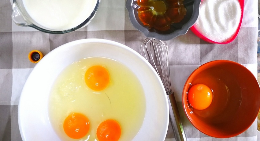 Ingredientes para hacer el flan: