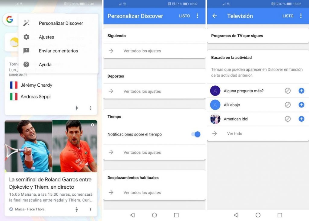 El control de tus gustos en Google Discover