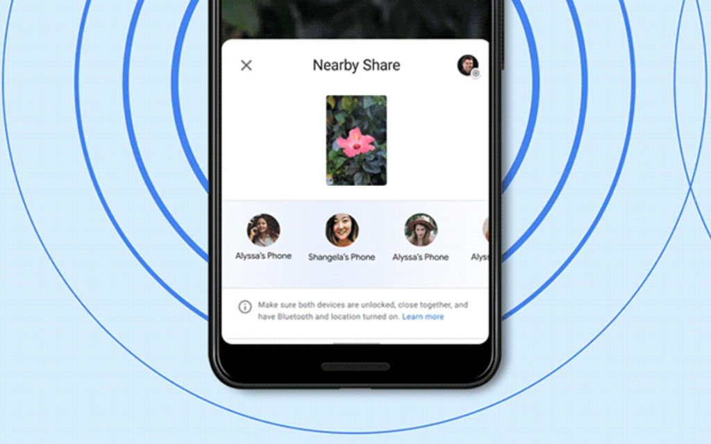 ¿Qué debo saber para utilizar el servicio de Nearby Share?