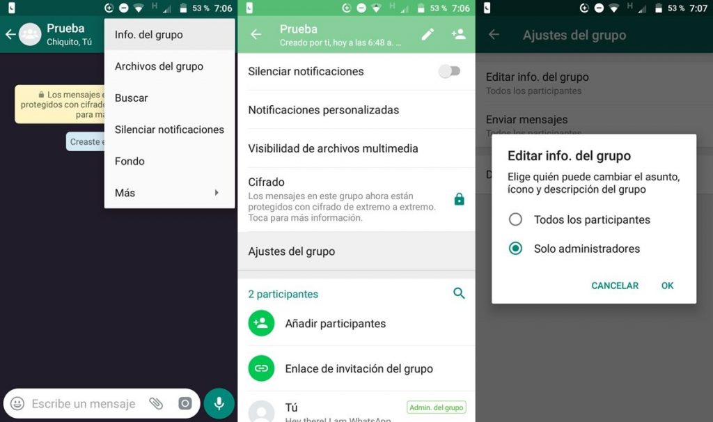 Cómo impedir que cambien el nombre o la imagen de un grupo de WhatsApp 1 Cambios en grupos de WhatsApp