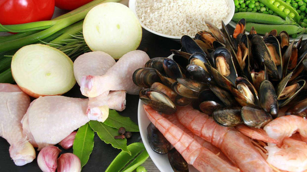 Ingredientes de la paella.