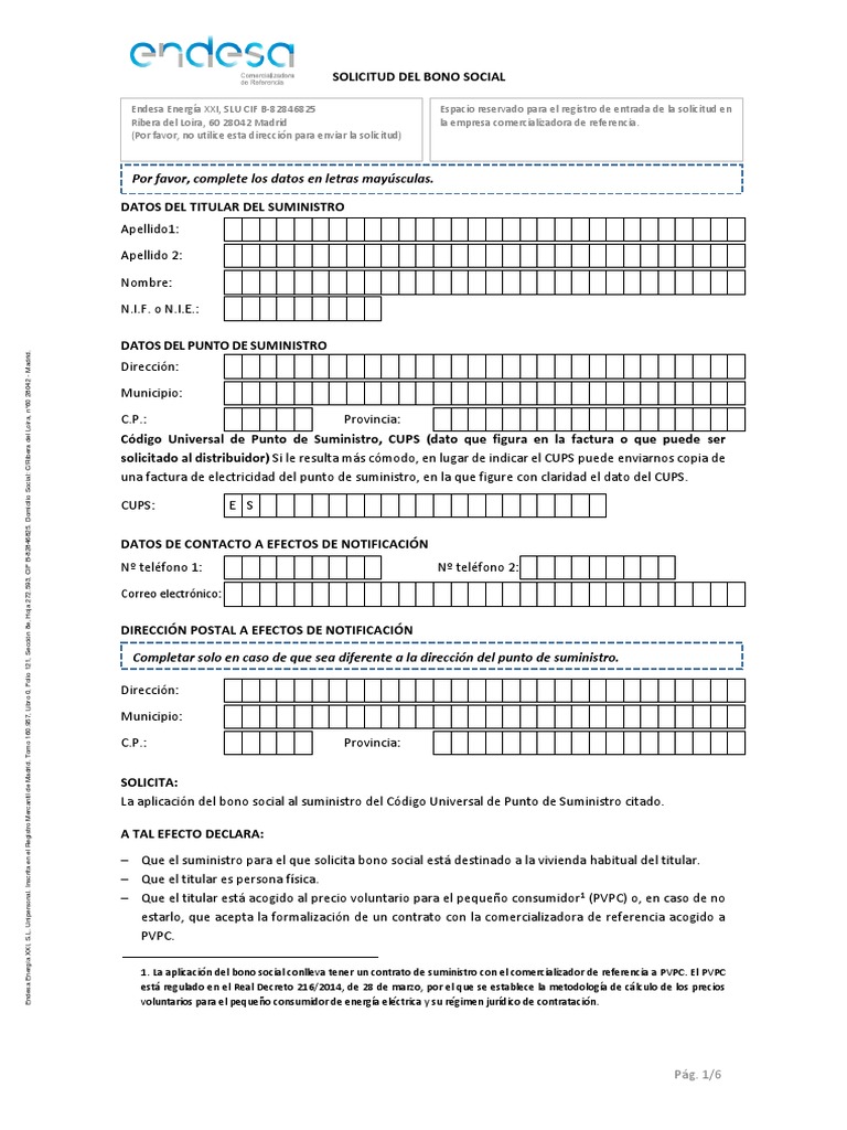 Cómo solicitar el bono social de Endesa 128 Via correo