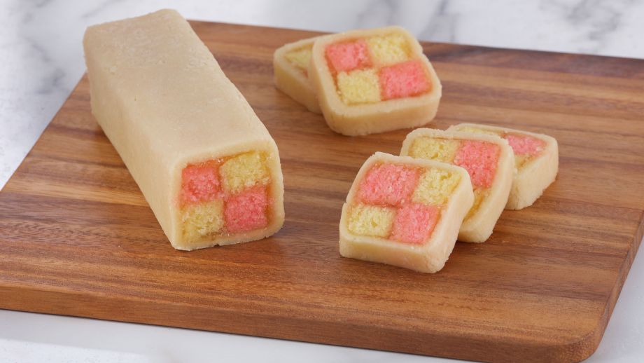 Ingredientes pastel Battenberg (con distintos ingredientes)