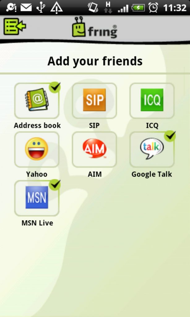 Captura de pantalla de Fring.