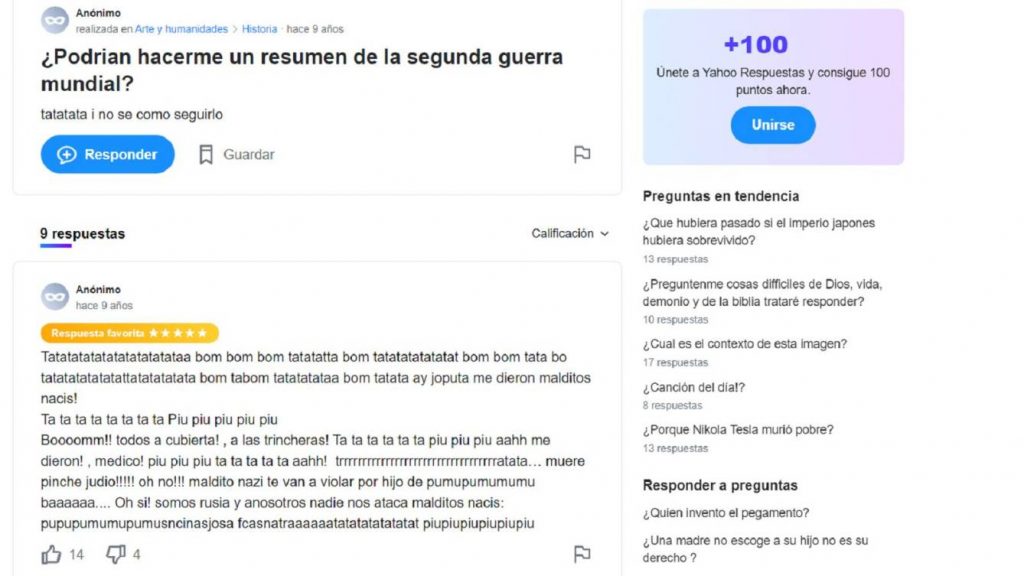Captura de Yahoo Respuestas.